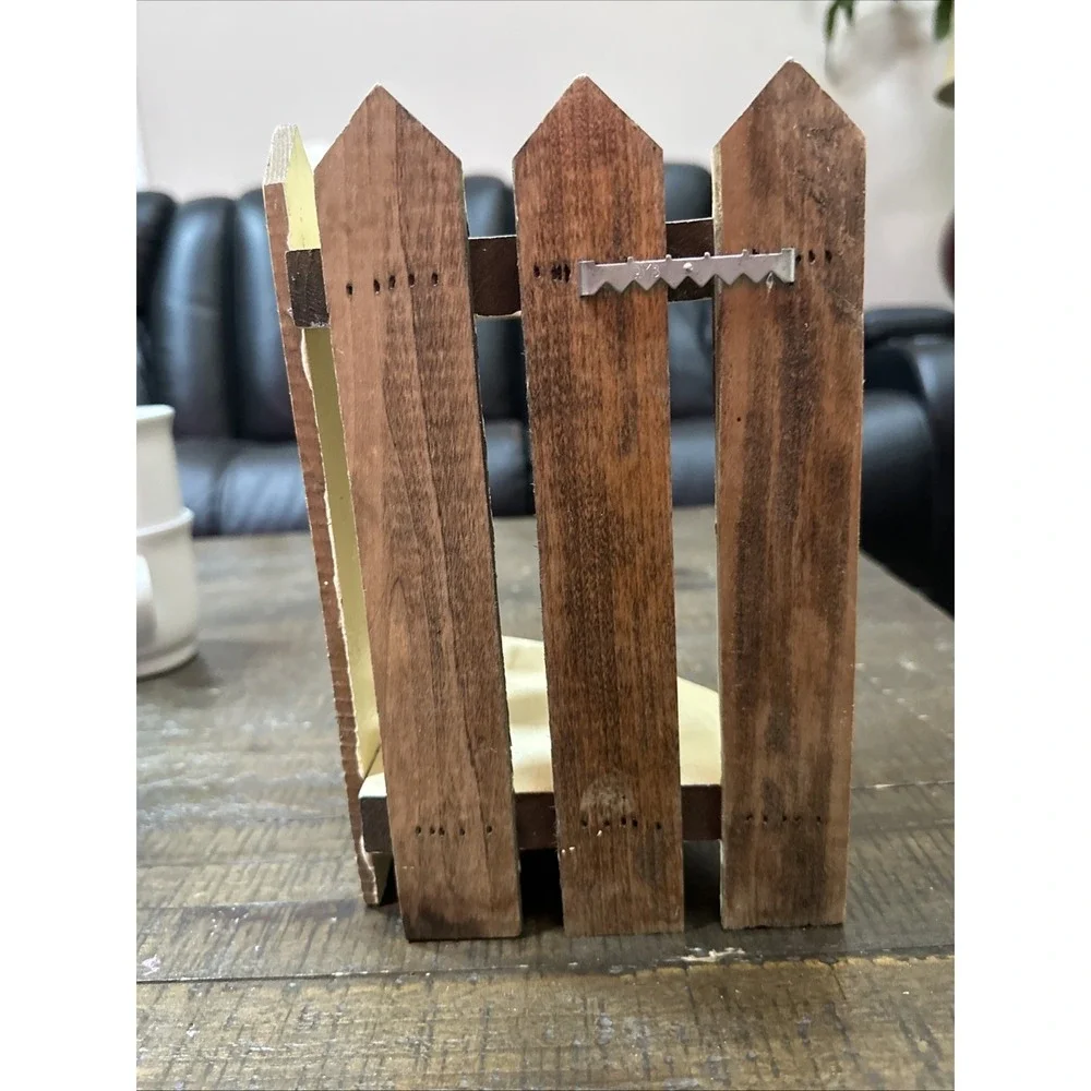 Vintage Wooden Corner Shelf Picket Fence Farmhouse Primitive 2 Tier Rustic Decor